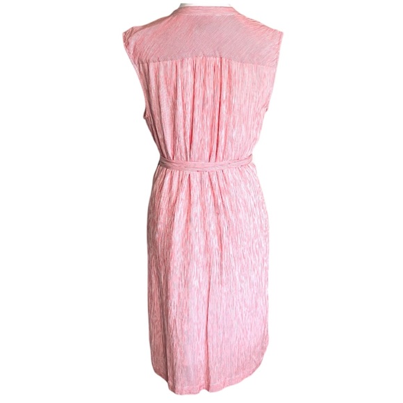 LOFT Ann Taylor Gauze Breezy Dress Coral White Pinstripe Sz M Delicate Feminine - Picture 3 of 6